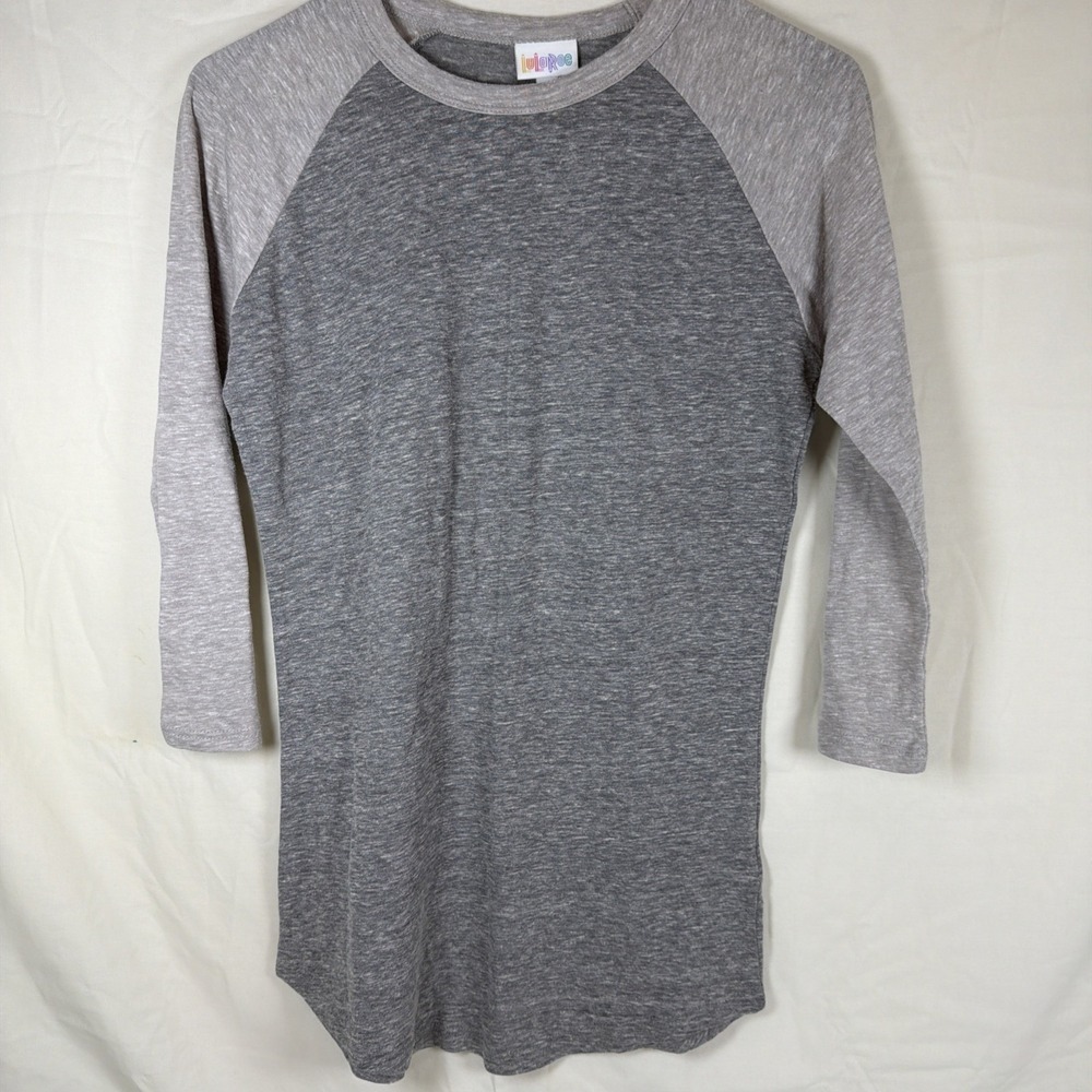 LuLaRoe Randy Gray‎ Raglan Baseball Tee Women's 3/4 Sleeve Casual Top